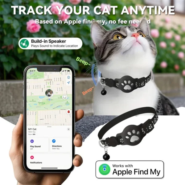 Compatible with iOS Android System Pet Dog Cat Locator Collar Waterproof Apple  Find My  Tracker Reflective Collar