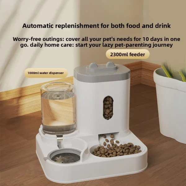 sg-11134201-8261u-ml56i47gvw1v3f.webp 1.4L Cat Automatic Feeder and Water Dispenser 2 in 1 with Removable Stainless Steel Bowl