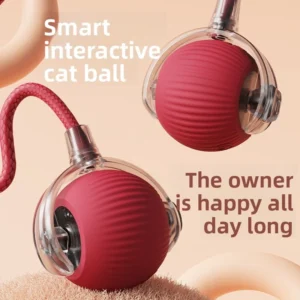 sg-11134201-82626-mlca1zi61rm0ce.webp Cat toy ball interactive pet toy with a mesh tail and foil pieces USB rechargeable three speeds with squeaky sound suitable for dogs